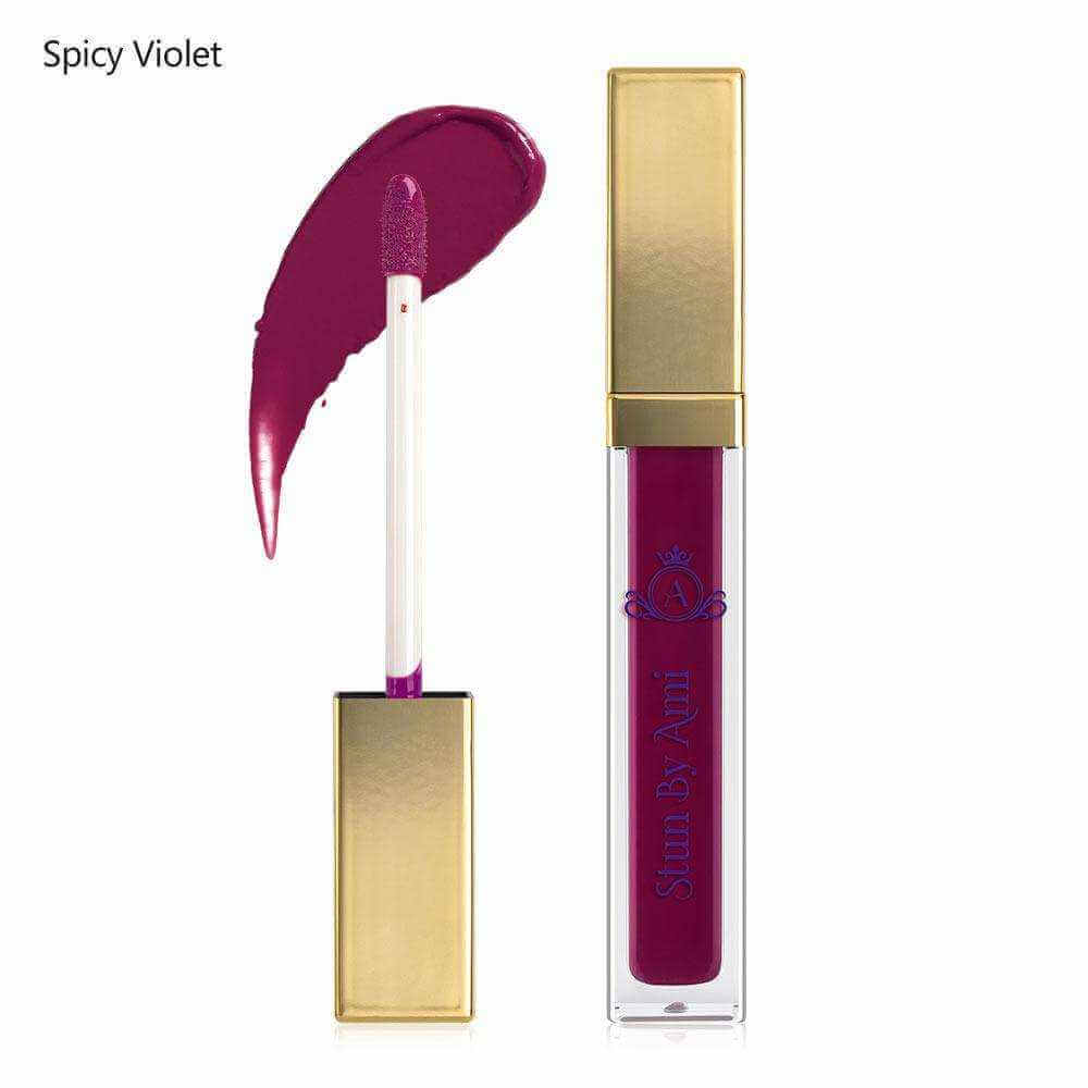 Violet Lipstick: Bold Spicy Violet Satin Creme Liquid Lip Collection.